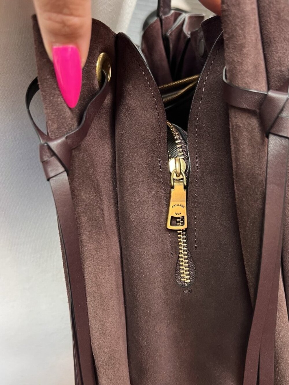 Coach 1941 Harmony Hobo Bag Suede Leather Oxblood Red 53352 Color Block - Picture 9 of 9